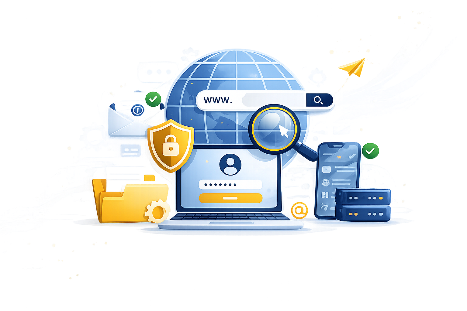 Domain registration, email setup and onboarding